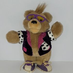 vintage 1990 Nabisco Teddy Grahams Rock Star plush bear